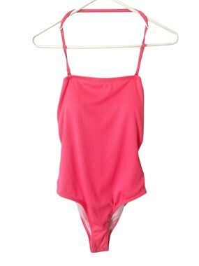 Bright Pink Ribbed One-Piece Swimsuit